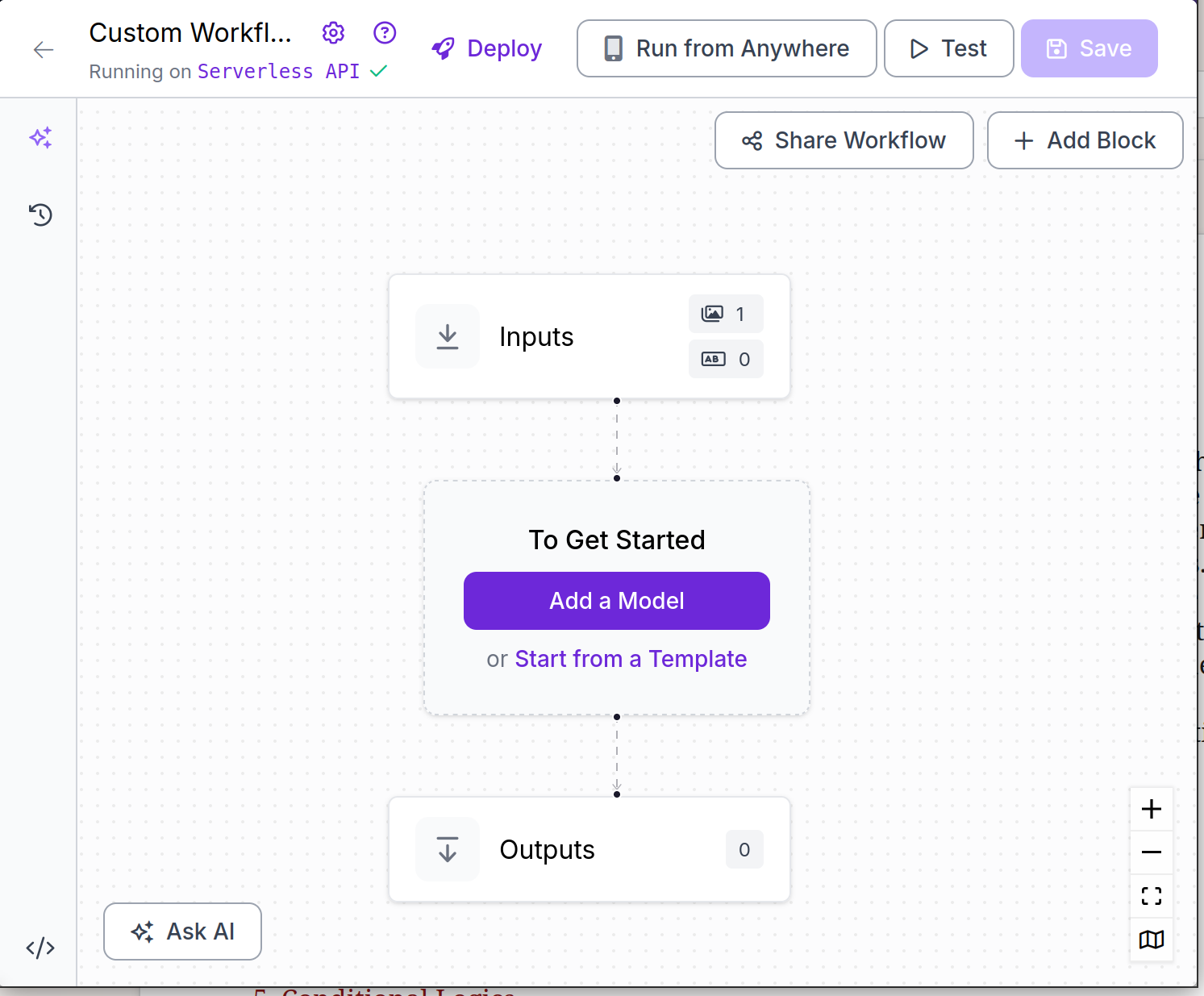 A screenshot of the Roboflow workflow creation page.