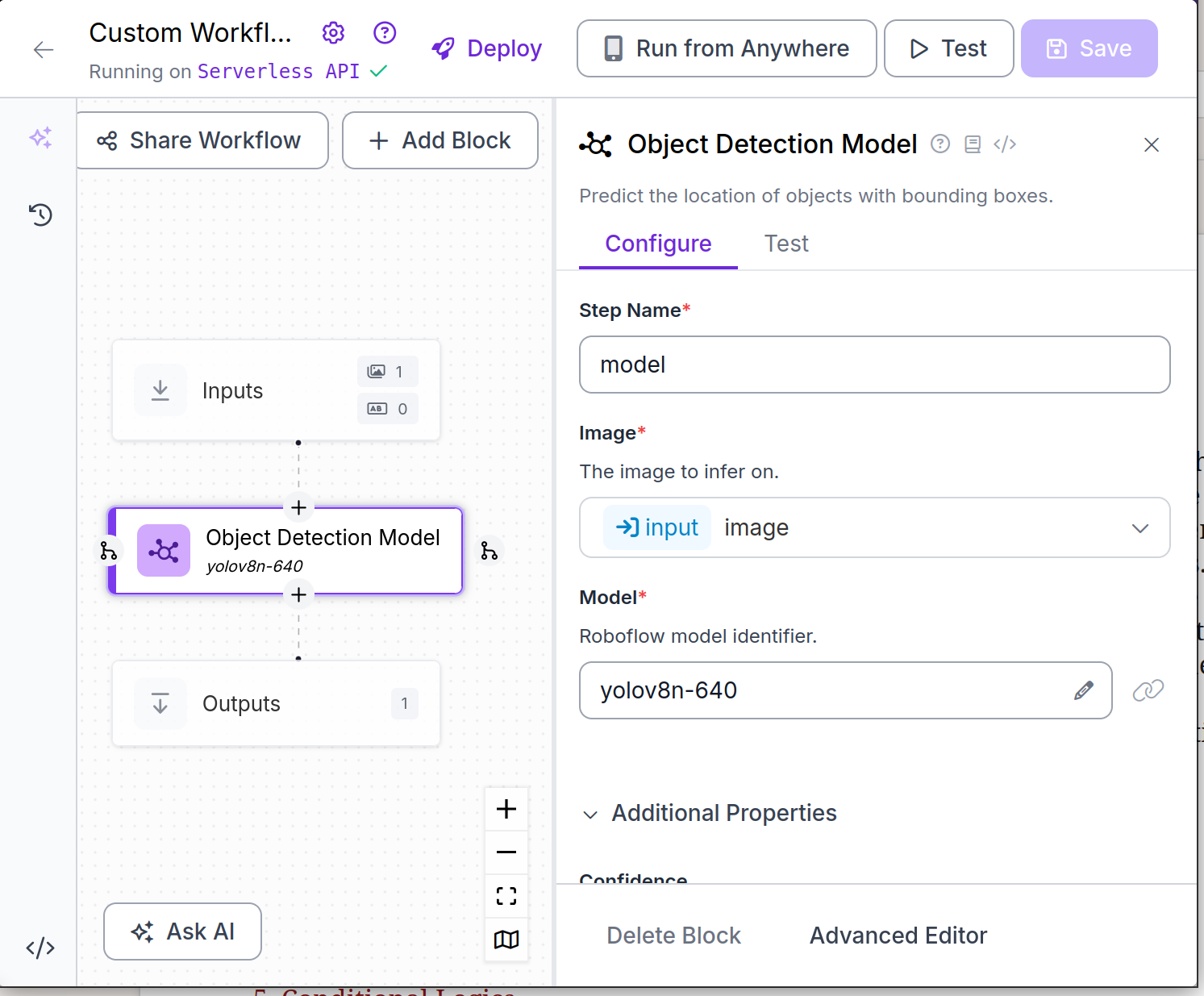 A screenshot of the Roboflow model setup page.